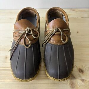 Men's Size 11 LL Bean Boots Rubber Mocs -Tan & Brown Outdoor All Weather Leather
